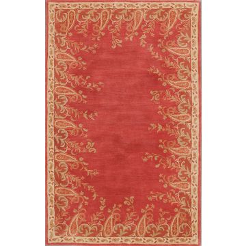 Rugsville Ajanta Graphic Modern Red & Rust Handmade Wool Rug 10507
