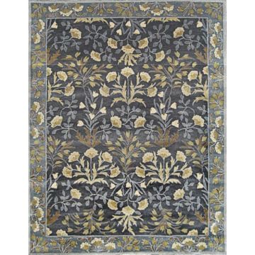 Adeline Floral Handmade Wool Area Rug -Blue-2&#039;6&quot; x 8&#039;