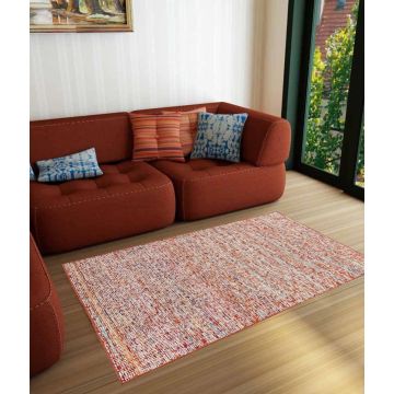 Rugsville Contemporary Flatweave Red & Rust Hand Woven Wool Rug 60 x 90 cm