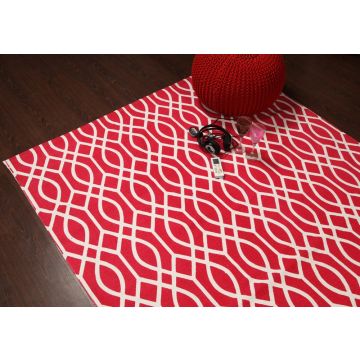 Rugsville Halah Modern Geometric Red Handmade Cotton Rug 120 x 180 cm