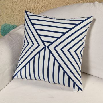 Contemp Blue Stripe Geometric Cotton Pillow Cover 45 x 45 cm