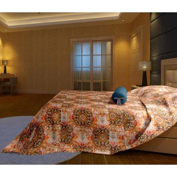 Rugsville Comforter Printed Orange King Size Cotton Quilt  225 x 270 cm