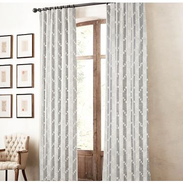 Jaipur Stripe Hook Linen Single 7 Feet Drapery Curtains 47005 100 x 210 cm