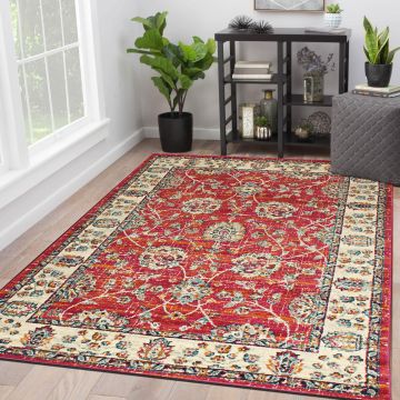 Rugsville Sezen Red & Rust Floral Persian Rug 162 x 238 cm